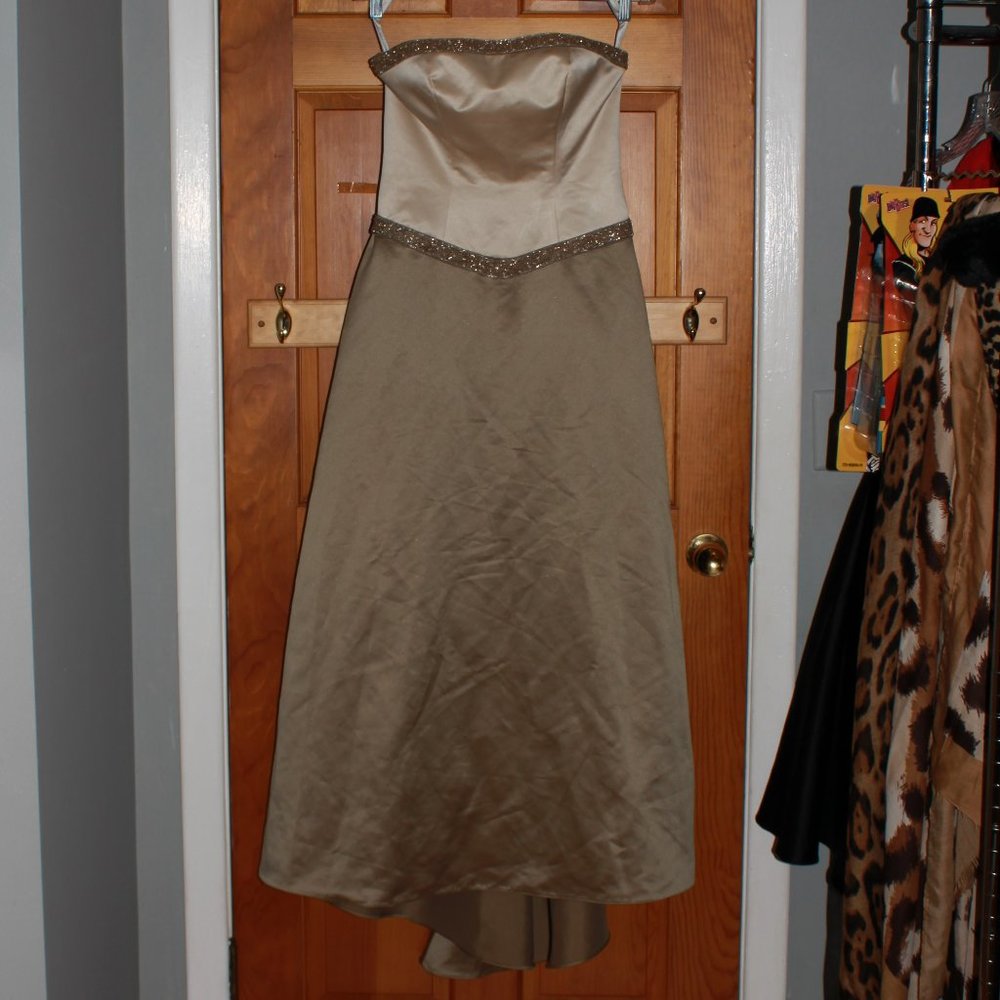 Bill Levkoff Beaded Accent Strapless Formal Dress